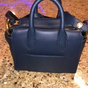 J.Crew Italian Leather Harper Satchel (Navy Blue)